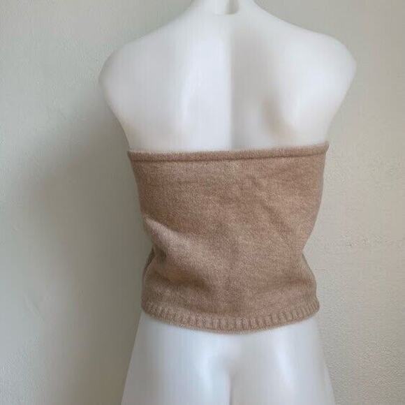 New Le Lis Womens Size Large Bandeau Tube Top Tan Nylon Blend Sleeveless Stretch - Picture 4 of 7
